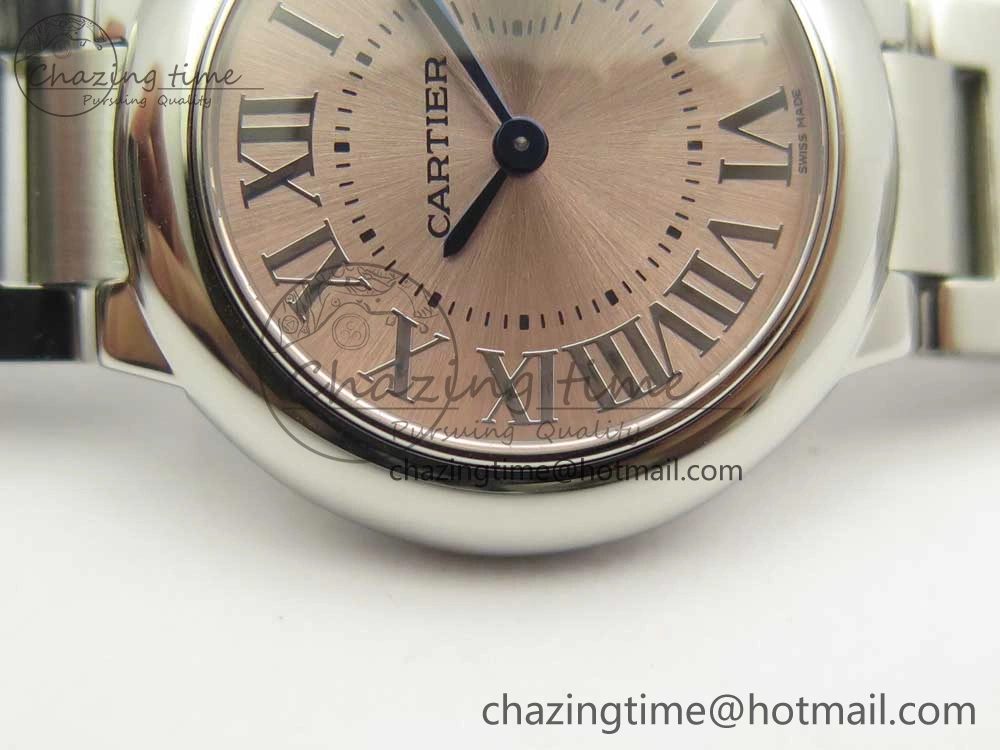 Ballon Bleu 28mm SS AF 1:1 Best Edition Pink Dial on SS Bracelet Ronda Quartz