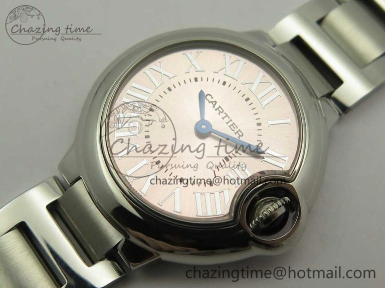 Ballon Bleu 28mm SS AF 1:1 Best Edition Pink Dial on SS Bracelet Ronda Quartz