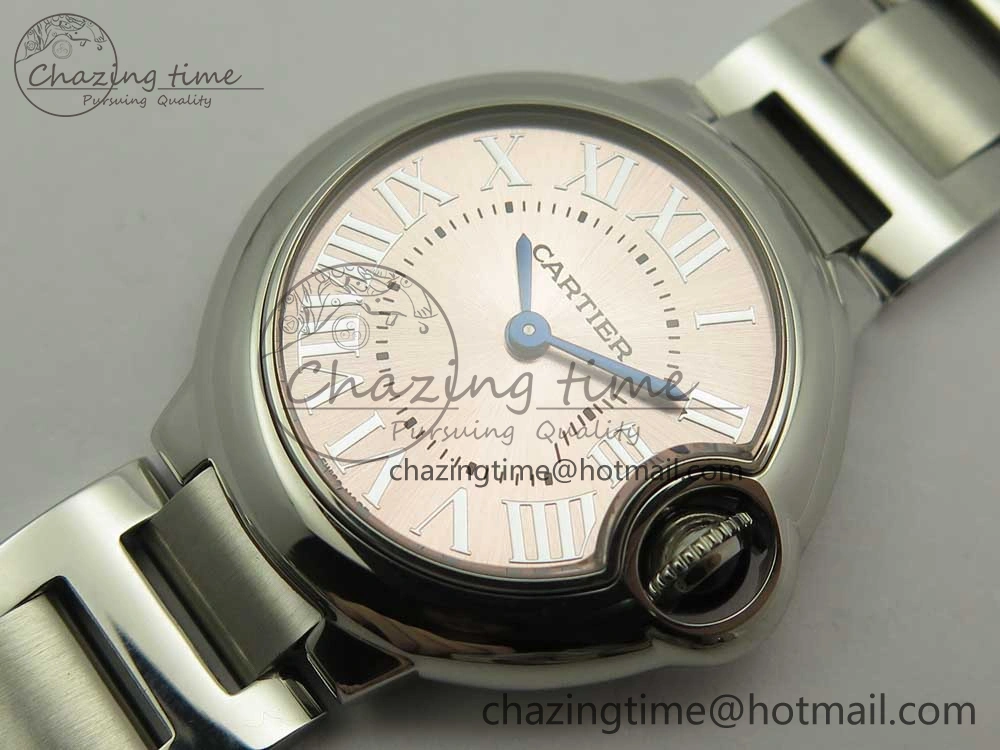 Ballon Bleu 28mm SS AF 1:1 Best Edition Pink Dial on SS Bracelet Ronda Quartz