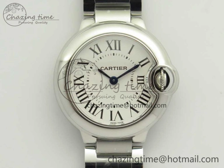Ballon Bleu 28mm SS AF 1:1 Best Edition White Dial on SS Bracelet Ronda Quartz