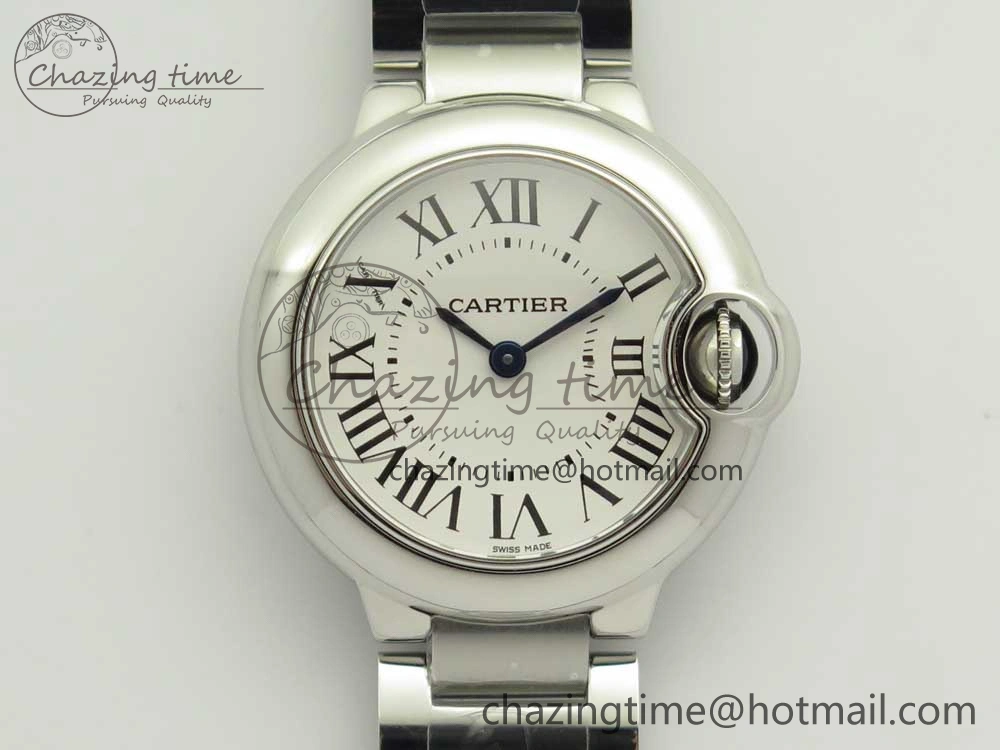 Ballon Bleu 28mm SS AF 1:1 Best Edition White Dial on SS Bracelet Ronda Quartz