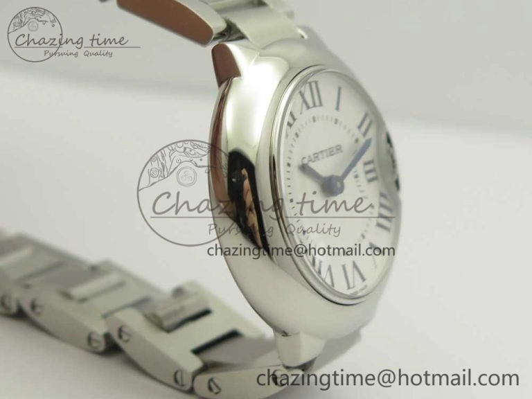 Ballon Bleu 28mm SS AF 1:1 Best Edition White Dial on SS Bracelet Ronda Quartz