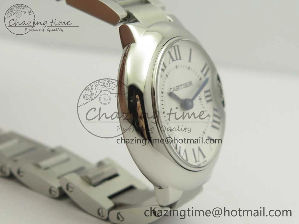 Ballon Bleu 28mm SS AF 1:1 Best Edition White Dial on SS Bracelet Ronda Quartz