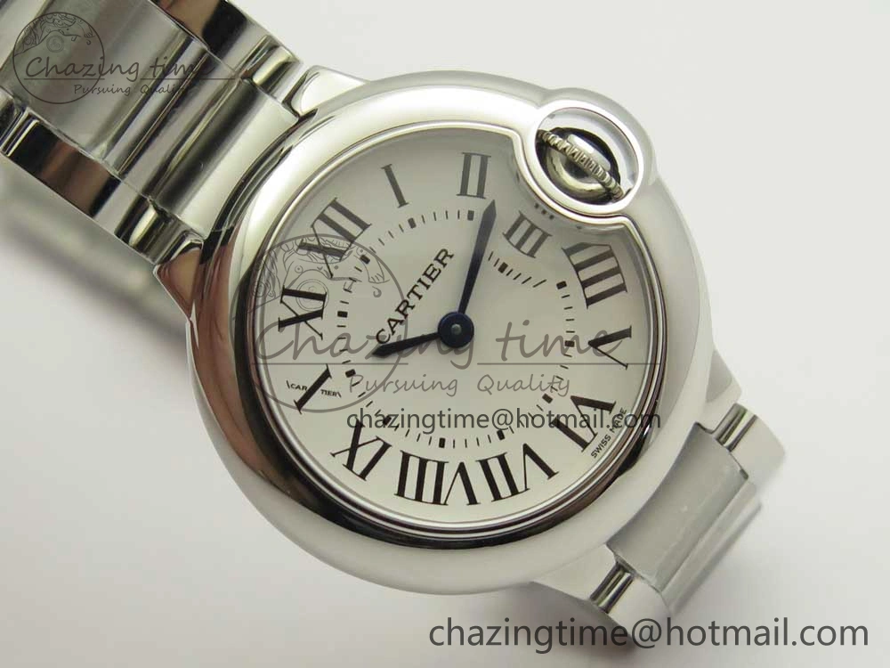 Ballon Bleu 28mm SS AF 1:1 Best Edition White Dial on SS Bracelet Ronda Quartz