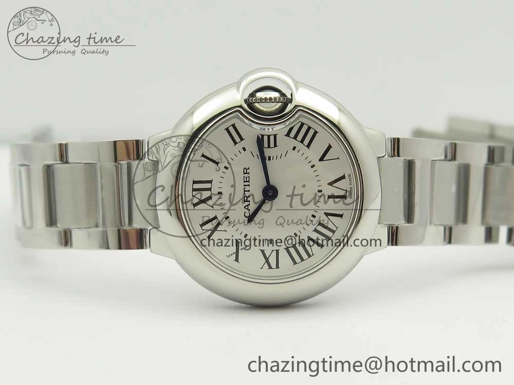 Ballon Bleu 28mm SS AF 1:1 Best Edition White Dial on SS Bracelet Ronda Quartz