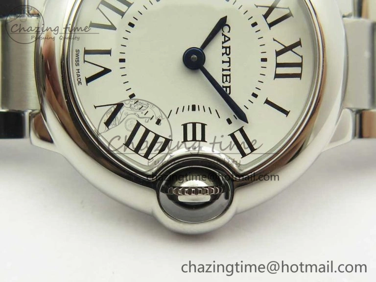 Ballon Bleu 28mm SS AF 1:1 Best Edition White Dial on SS Bracelet Ronda Quartz