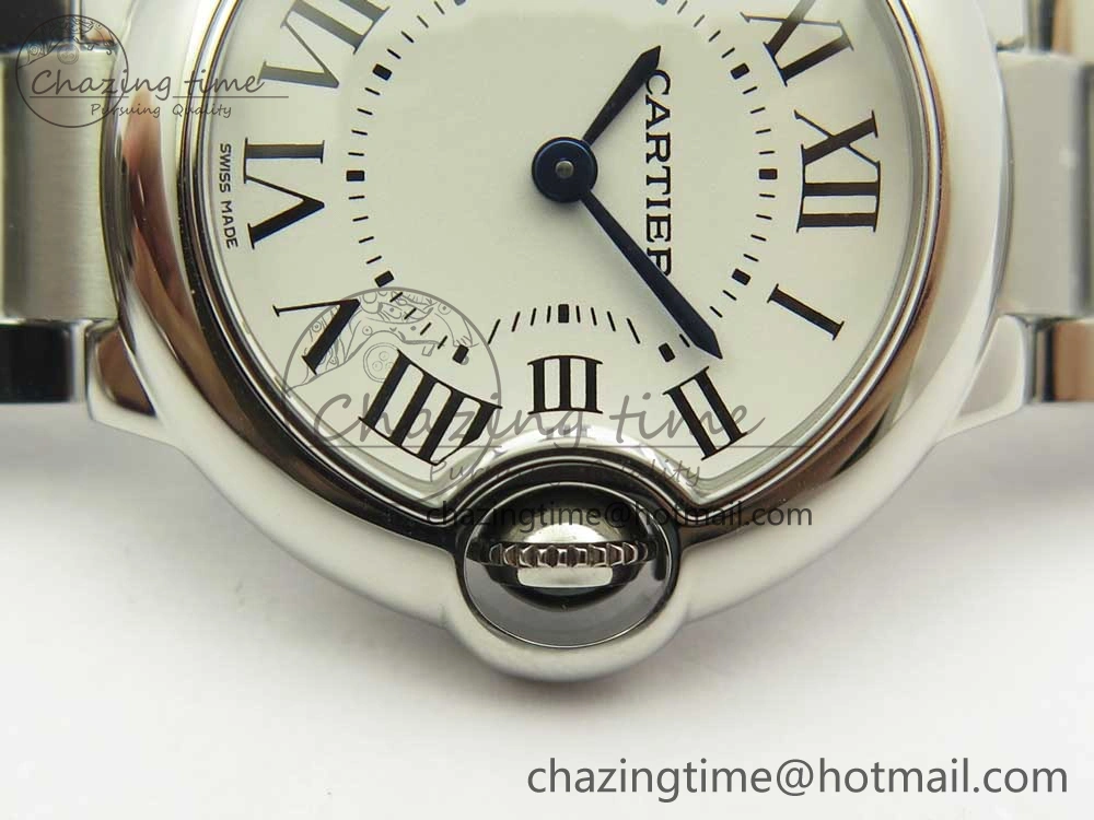 Ballon Bleu 28mm SS AF 1:1 Best Edition White Dial on SS Bracelet Ronda Quartz
