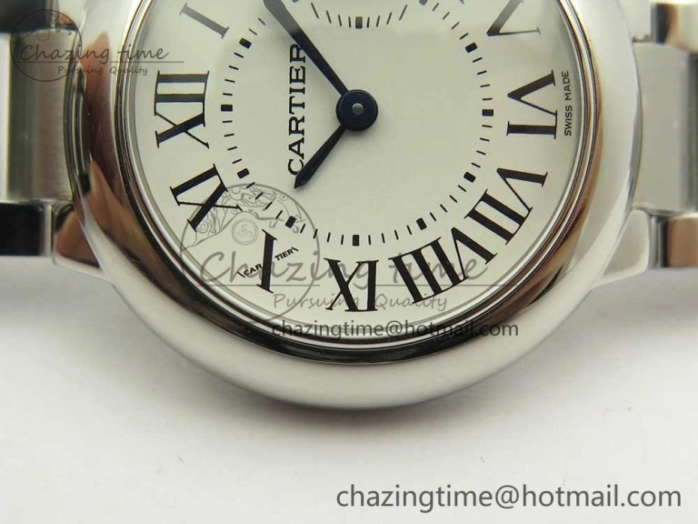 Ballon Bleu 28mm SS AF 1:1 Best Edition White Dial on SS Bracelet Ronda Quartz