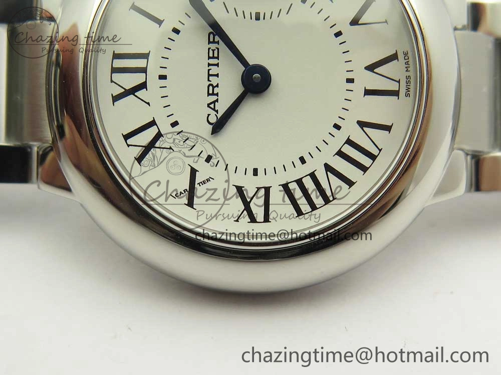 Ballon Bleu 28mm SS AF 1:1 Best Edition White Dial on SS Bracelet Ronda Quartz