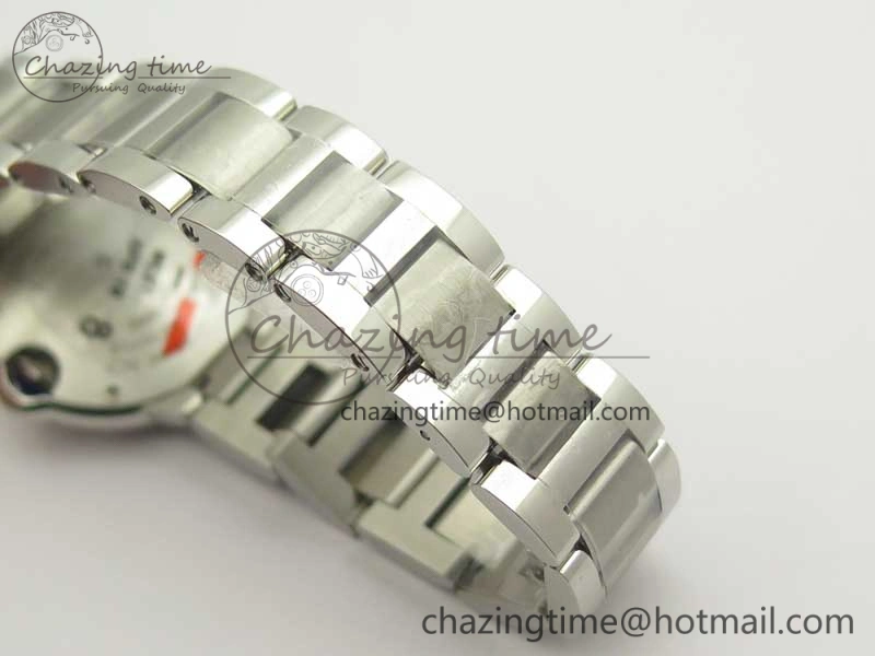 Ballon Bleu 28mm SS V6F 1:1 Best Edition White Dial Diamonds Bezel On SS Bracelet Ronda Quartz