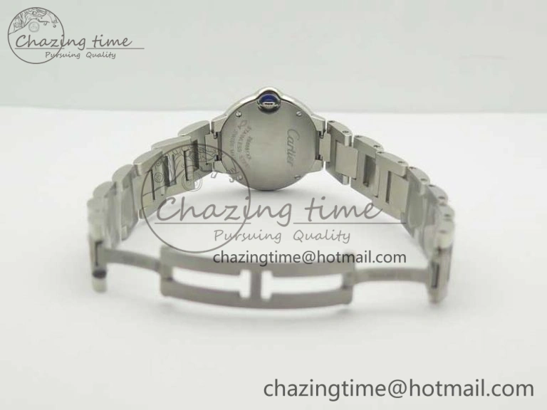Ballon Bleu 28mm SS V6F 1:1 Best Edition White Dial Diamonds Bezel On SS Bracelet Ronda Quartz