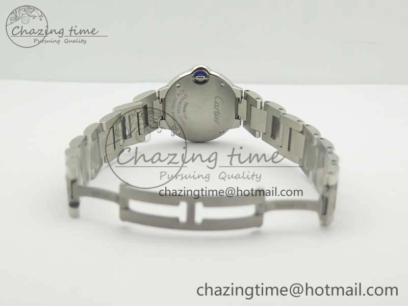 Ballon Bleu 28mm SS V6F 1:1 Best Edition White Dial Diamonds Bezel On SS Bracelet Ronda Quartz