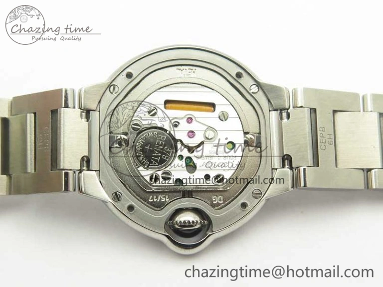 Ballon Bleu 28mm SS V6F 1:1 Best Edition White Dial Diamonds Bezel On SS Bracelet Ronda Quartz