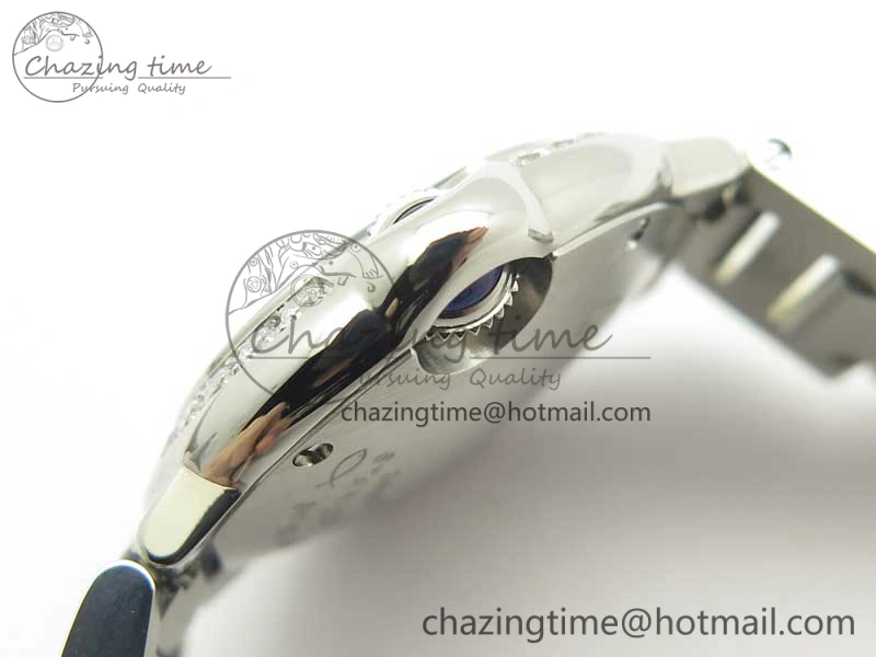 Ballon Bleu 28mm SS V6F 1:1 Best Edition White Dial Diamonds Bezel On SS Bracelet Ronda Quartz