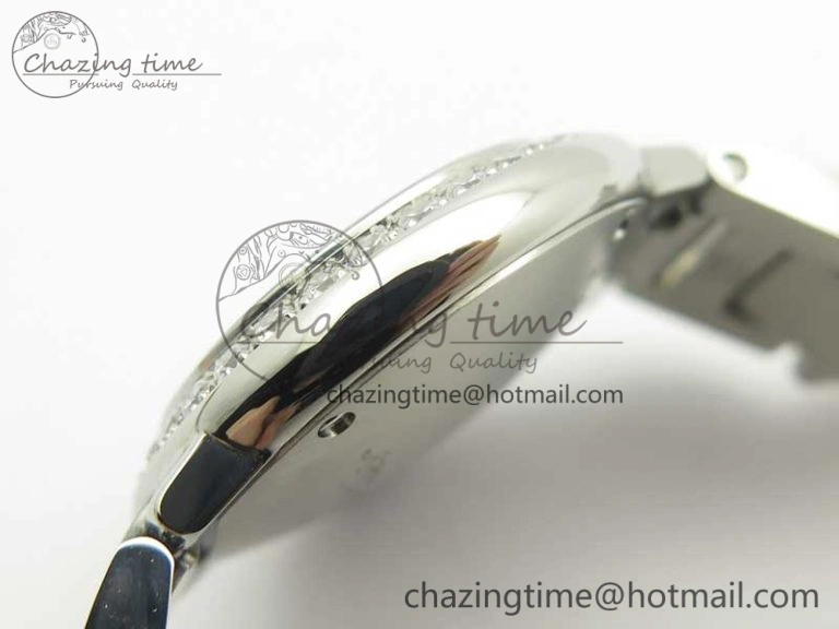 Ballon Bleu 28mm SS V6F 1:1 Best Edition White Dial Diamonds Bezel On SS Bracelet Ronda Quartz