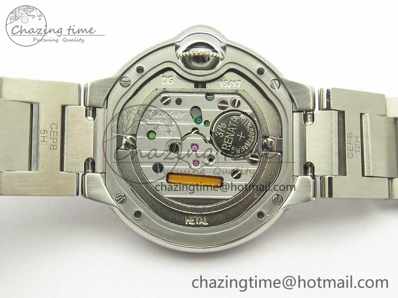 Ballon Bleu 28mm SS V6F 1:1 Best Edition White Dial Diamonds Bezel On SS Bracelet Ronda Quartz