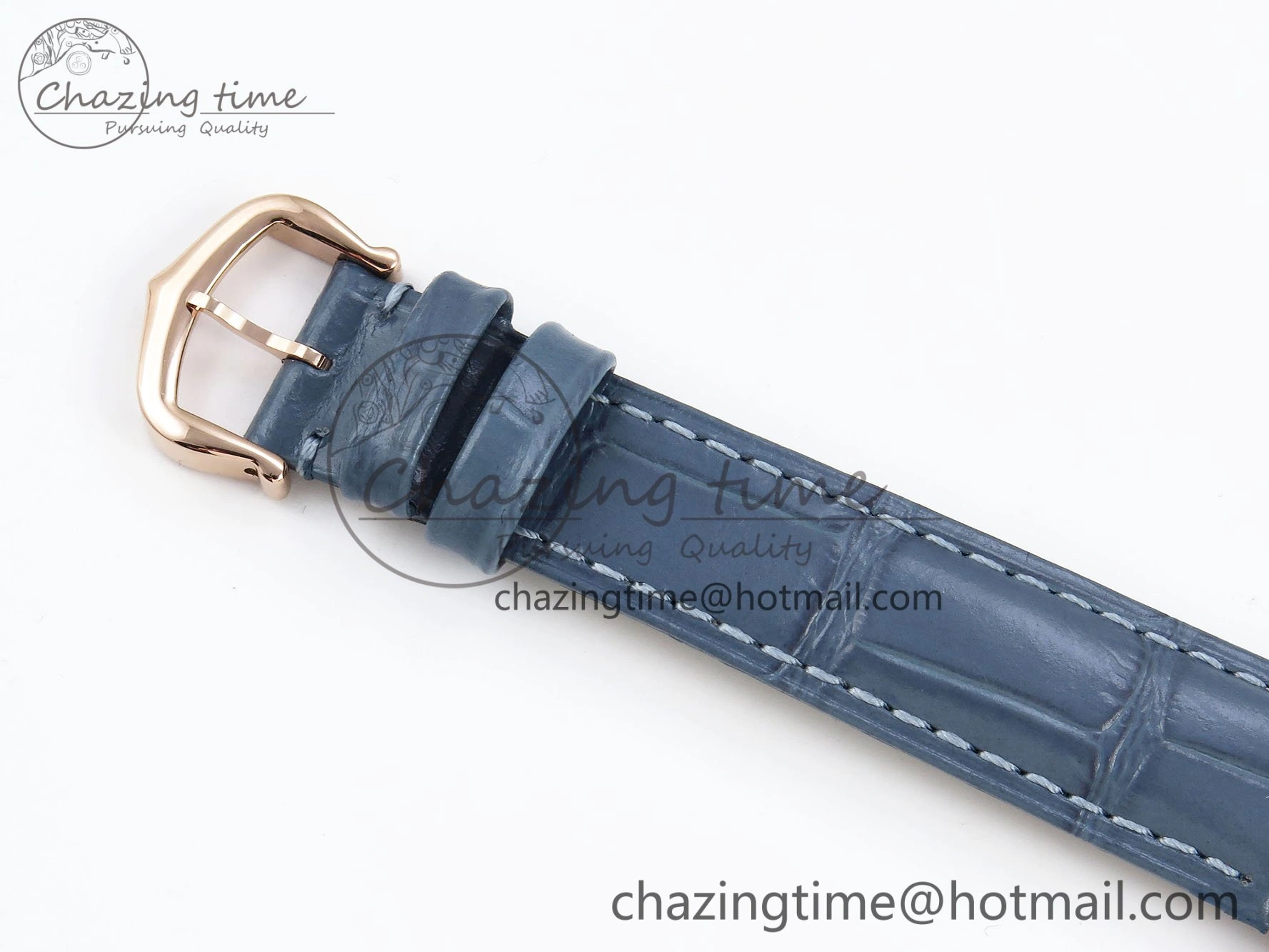 Ballon Bleu 33mm RG AF 1:1 Best Edition RG Dial Diamonds Bezel on Blue Leather Strap SEIKO NH05A