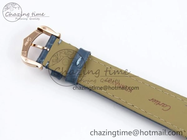 Ballon Bleu 33mm RG AF 1:1 Best Edition RG Dial Diamonds Bezel on Blue Leather Strap SEIKO NH05A