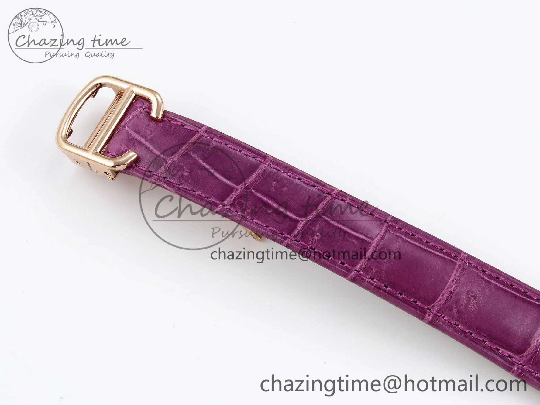 Ballon Bleu 33mm RG AF 1:1 Best Edition Silver Dial Diamonds Bezel on Purple Leather Strap SEIKO NH05A