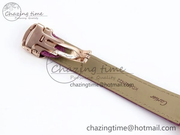 Ballon Bleu 33mm RG AF 1:1 Best Edition Silver Dial Diamonds Bezel on Purple Leather Strap SEIKO NH05A