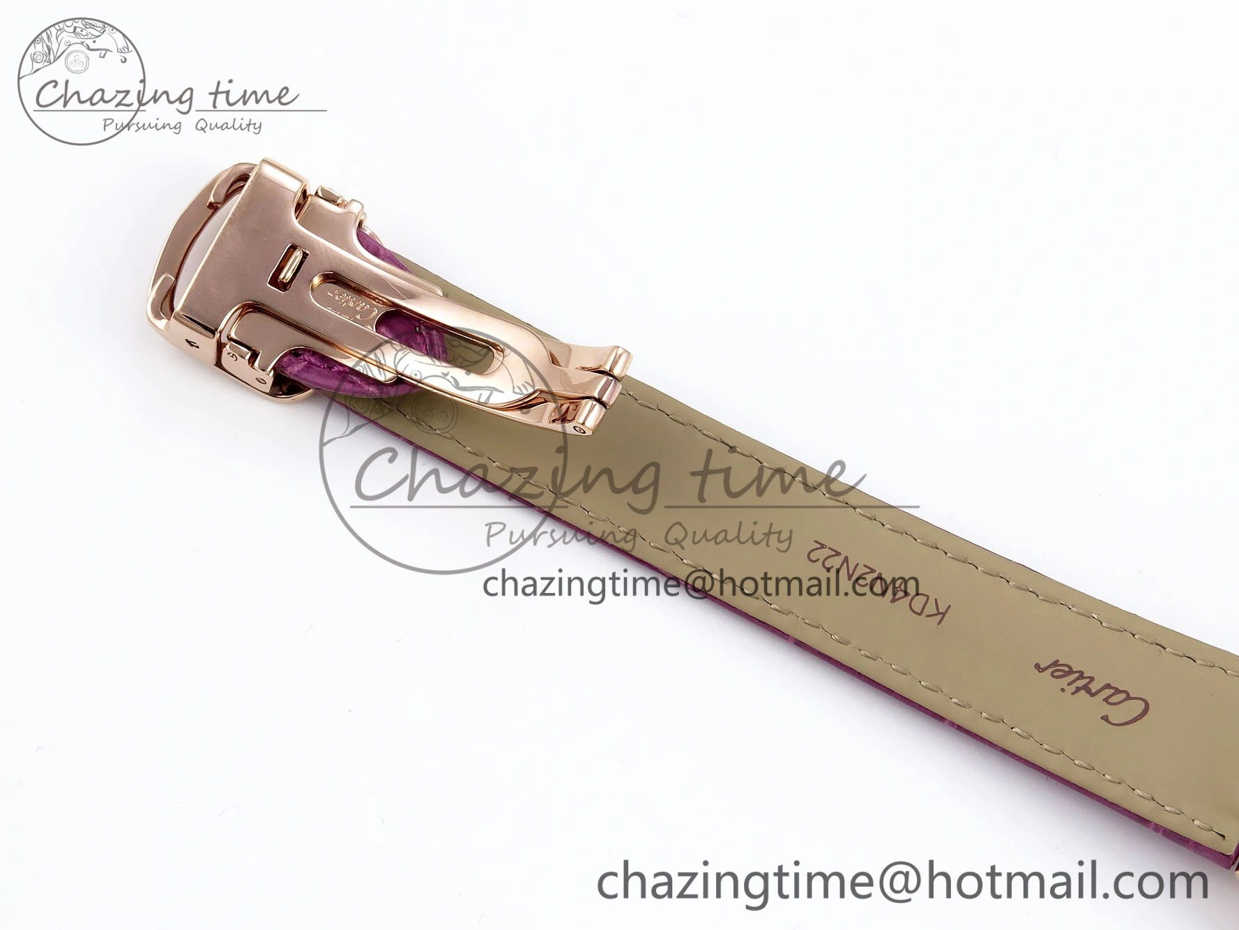 Ballon Bleu 33mm RG AF 1:1 Best Edition Silver Dial Diamonds Bezel on Purple Leather Strap SEIKO NH05A