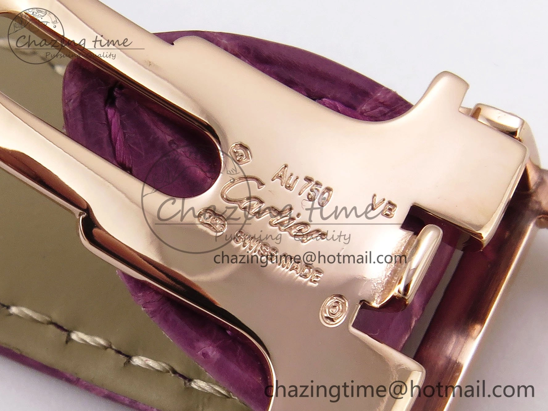 Ballon Bleu 33mm RG AF 1:1 Best Edition Silver Dial Diamonds Bezel on Purple Leather Strap SEIKO NH05A