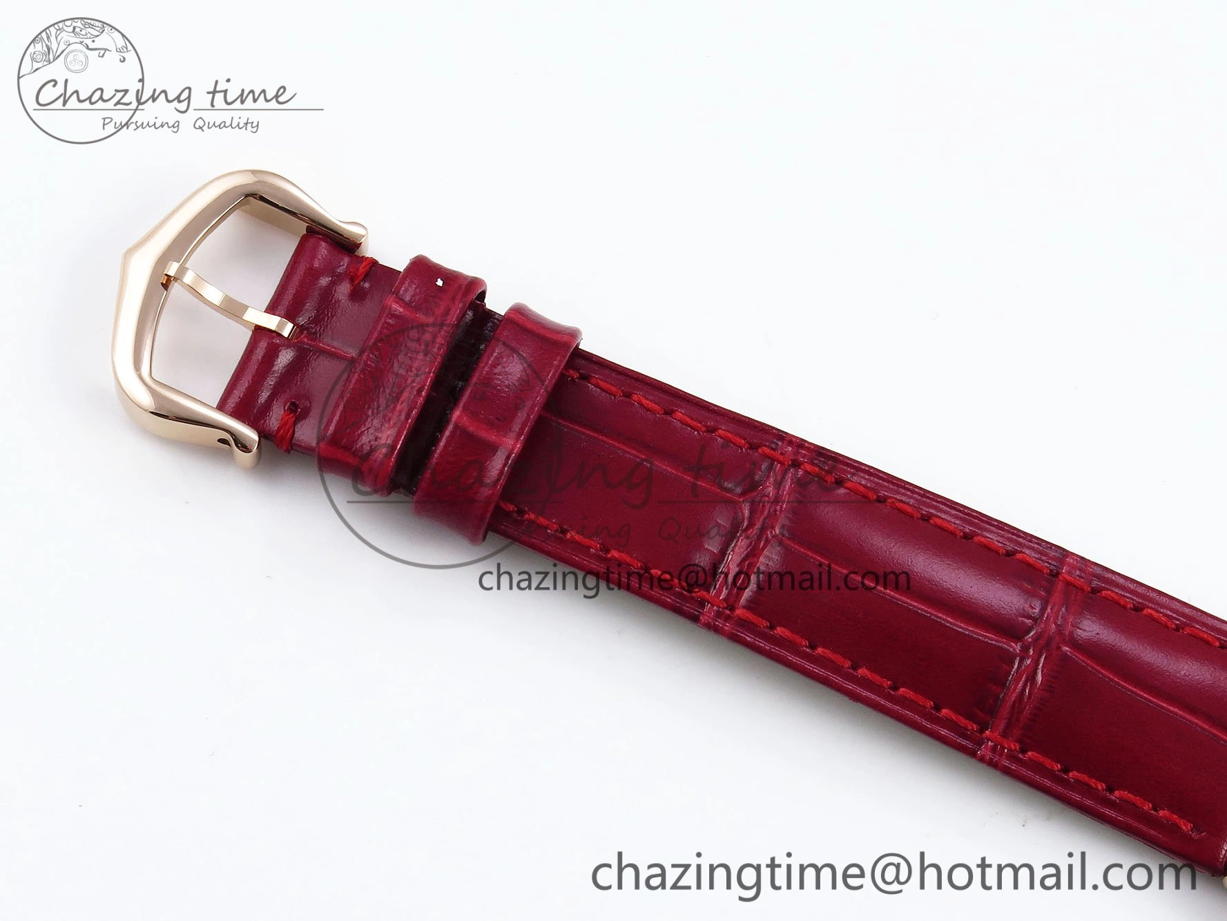 Ballon Bleu 33mm RG AF 1:1 Best Edition Silver Dial Diamonds Bezel on Red Leather Strap SEIKO NH05A