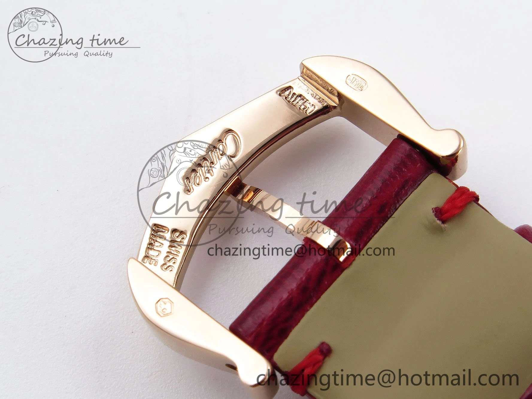 Ballon Bleu 33mm RG AF 1:1 Best Edition Silver Dial Diamonds Bezel on Red Leather Strap SEIKO NH05A