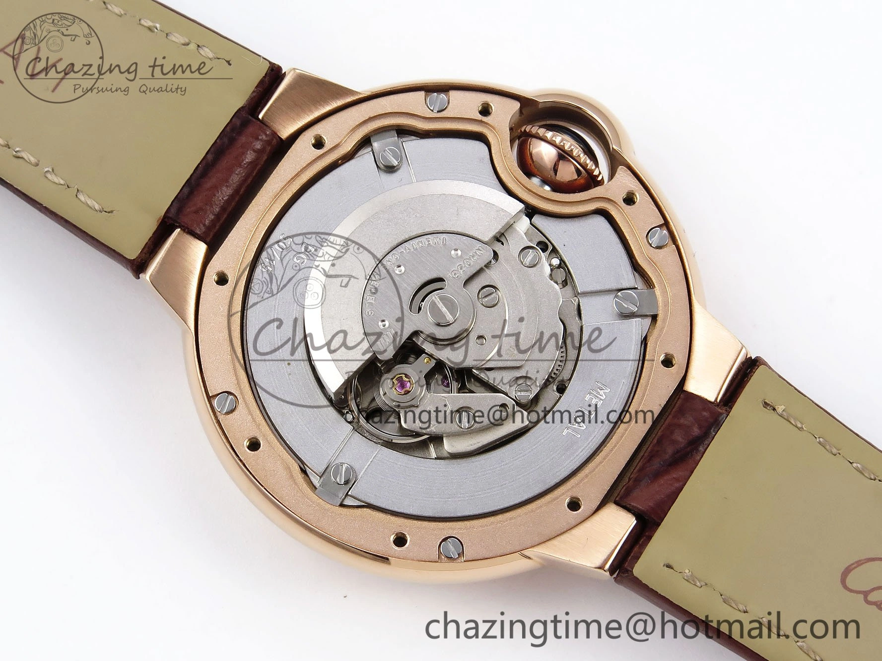 Ballon Bleu 33mm RG AF 1:1 Best Edition Silver Dial on Brown Leather Strap SEIKO NH05A