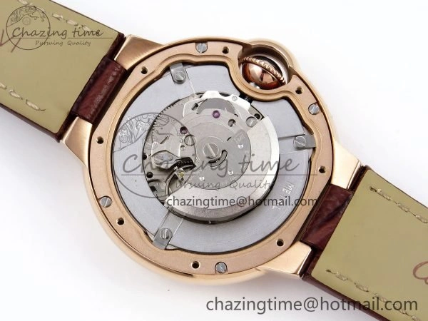 Ballon Bleu 33mm RG AF 1:1 Best Edition Silver Dial on Brown Leather Strap SEIKO NH05A