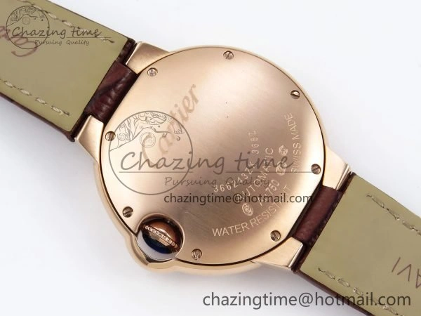 Ballon Bleu 33mm RG AF 1:1 Best Edition Silver Dial on Brown Leather Strap SEIKO NH05A