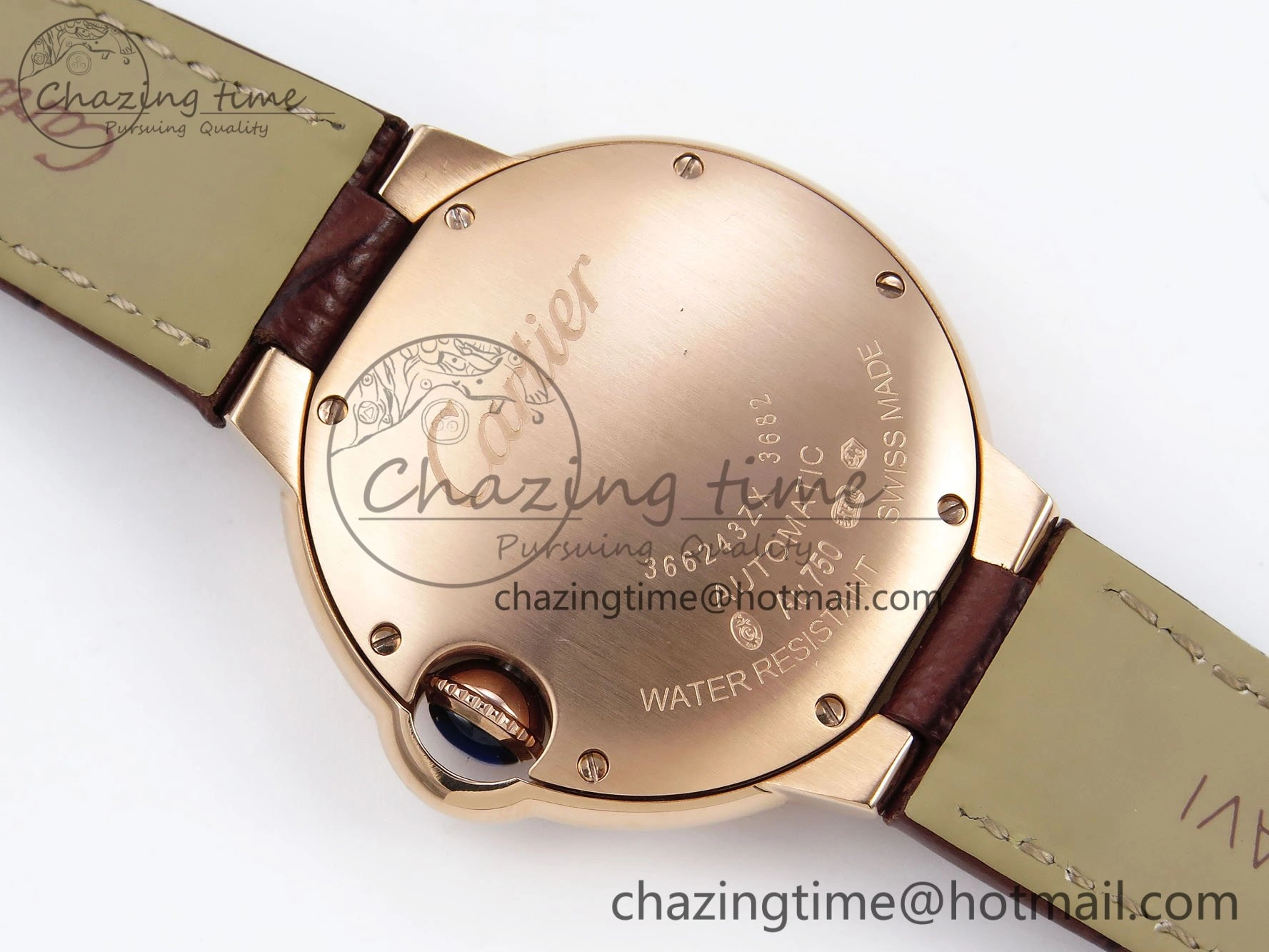Ballon Bleu 33mm RG AF 1:1 Best Edition Silver Dial on Brown Leather Strap SEIKO NH05A