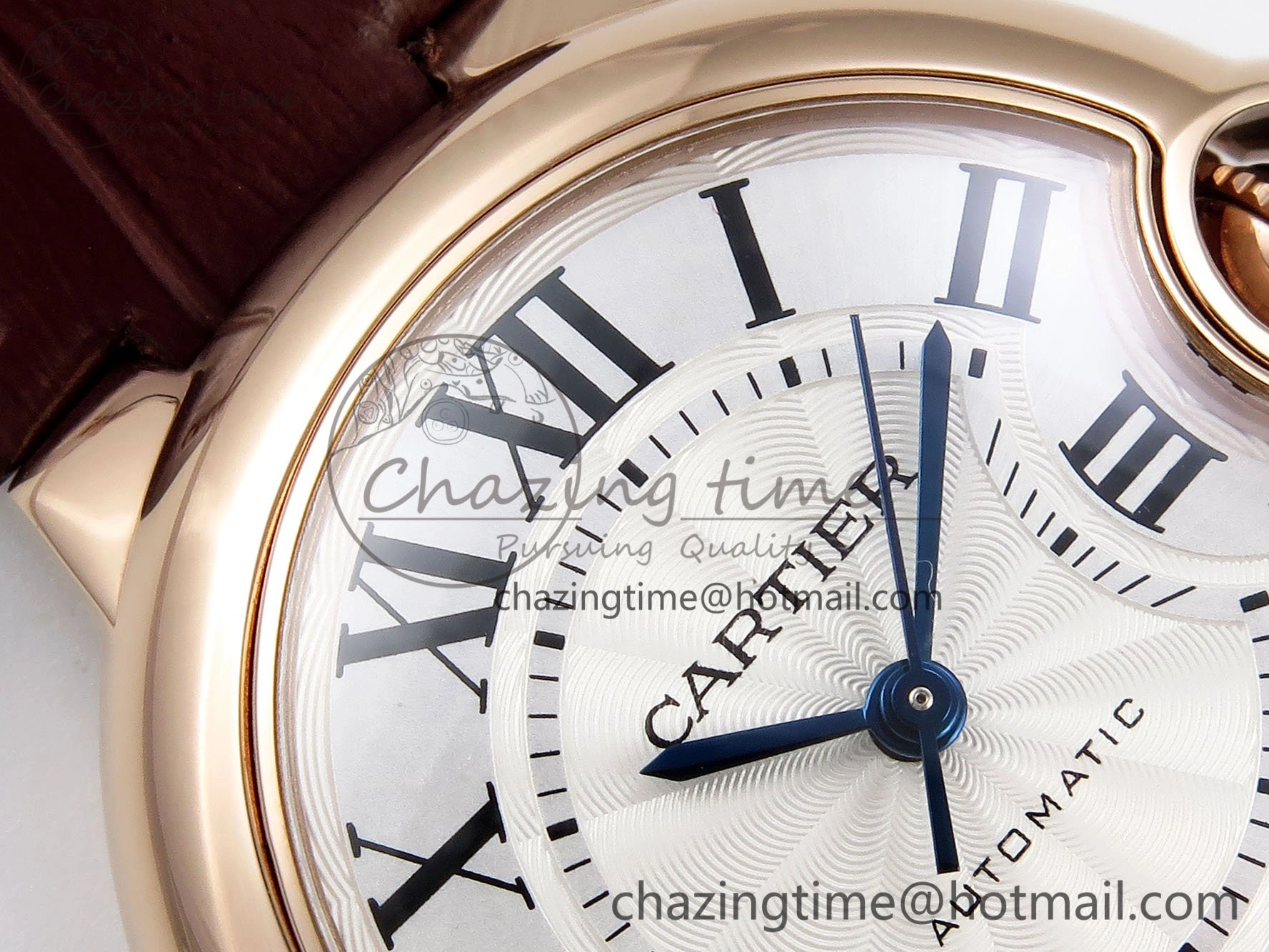 Ballon Bleu 33mm RG AF 1:1 Best Edition Silver Dial on Brown Leather Strap SEIKO NH05A