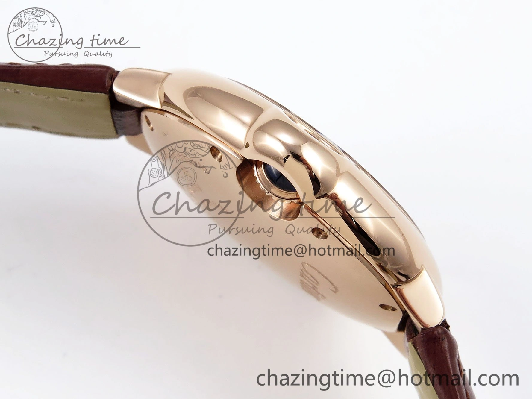 Ballon Bleu 33mm RG AF 1:1 Best Edition Silver Dial on Brown Leather Strap SEIKO NH05A