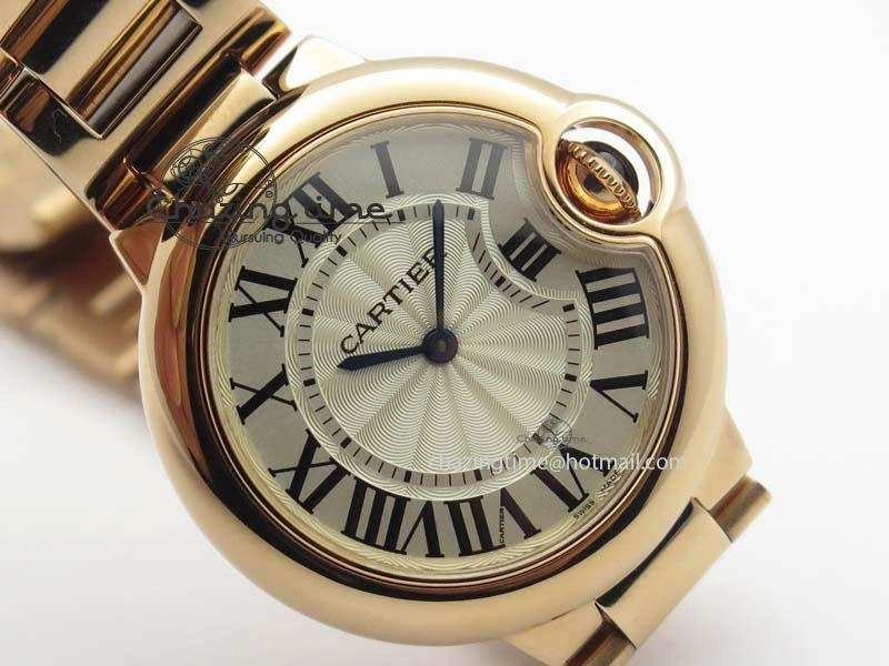 Ballon Bleu 33mm RG TW 1:1 Best Edition White Textured Dial On RG Bracelet Ronda Quartz V4