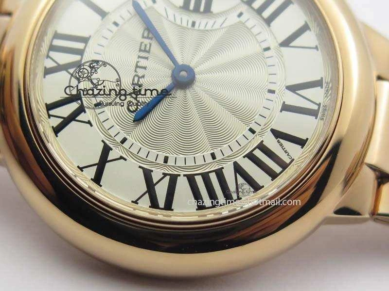 Ballon Bleu 33mm RG TW 1:1 Best Edition White Textured Dial On RG Bracelet Ronda Quartz V4