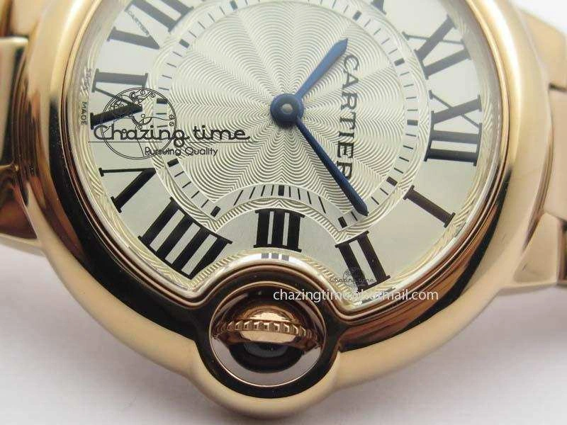 Ballon Bleu 33mm RG TW 1:1 Best Edition White Textured Dial On RG Bracelet Ronda Quartz V4