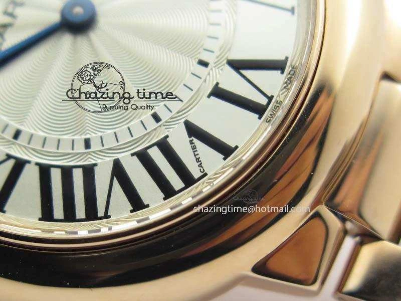 Ballon Bleu 33mm RG TW 1:1 Best Edition White Textured Dial On RG Bracelet Ronda Quartz V4