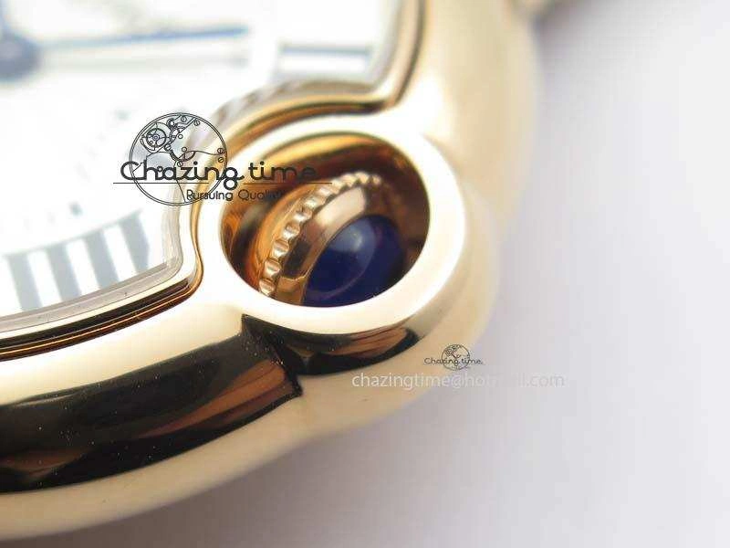 Ballon Bleu 33mm RG TW 1:1 Best Edition White Textured Dial On RG Bracelet Ronda Quartz V4