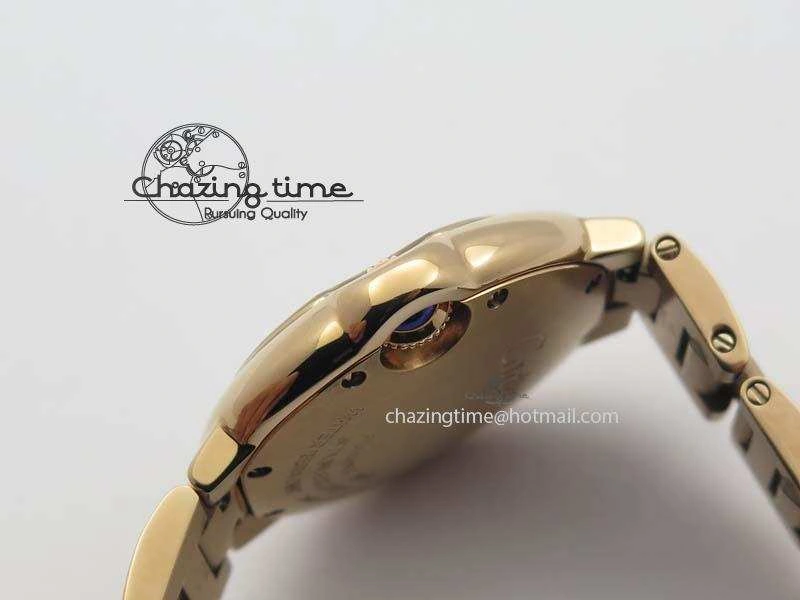 Ballon Bleu 33mm RG TW 1:1 Best Edition White Textured Dial On RG Bracelet Ronda Quartz V4