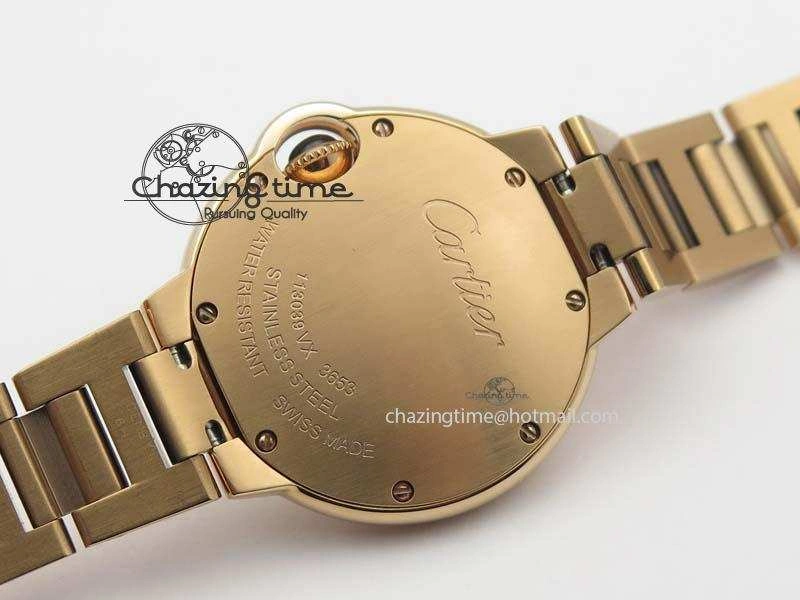 Ballon Bleu 33mm RG TW 1:1 Best Edition White Textured Dial On RG Bracelet Ronda Quartz V4