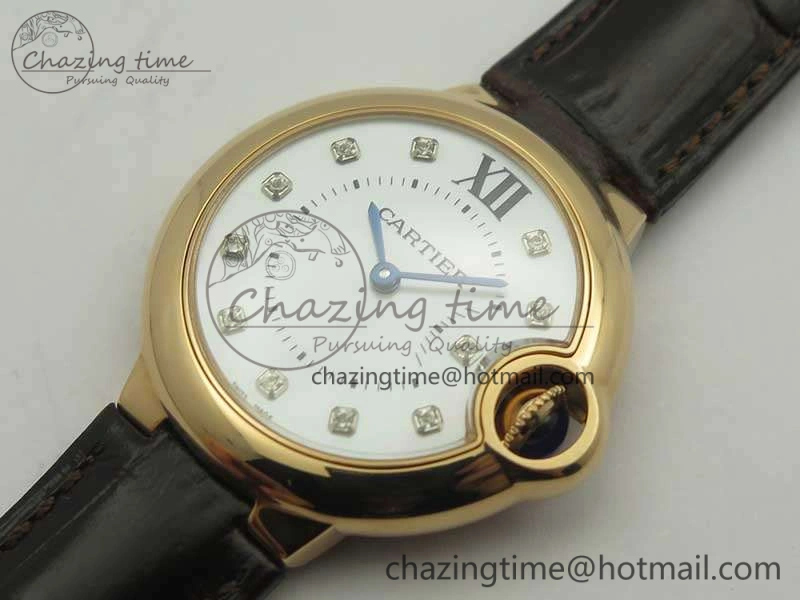 Ballon Bleu 33mm RG V6F 1:1 Best Edition White MOP Diam Dial On Leather Strap Quartz