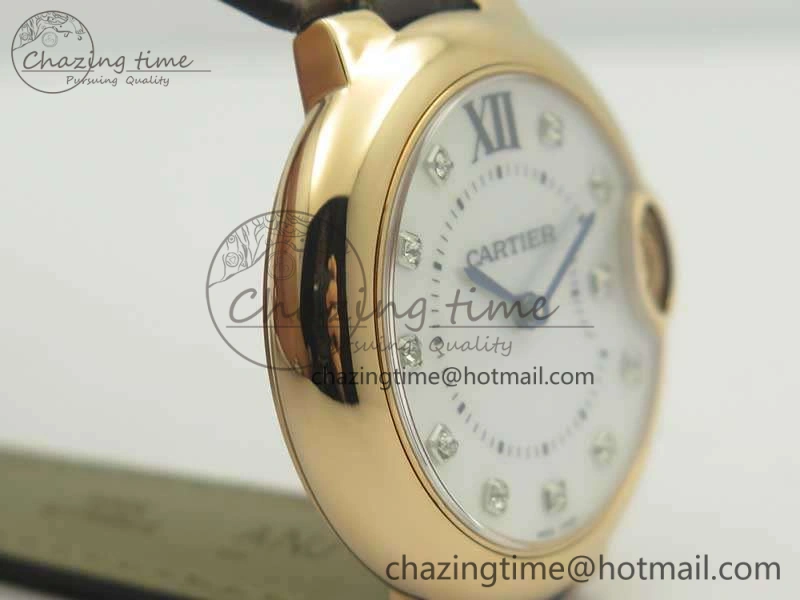 Ballon Bleu 33mm RG V6F 1:1 Best Edition White MOP Diam Dial On Leather Strap Quartz