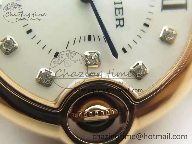 Ballon Bleu 33mm RG V6F 1:1 Best Edition White MOP Diam Dial On Leather Strap Quartz