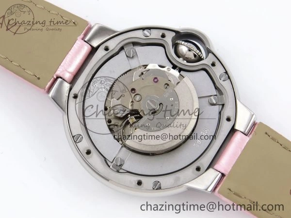 Ballon Bleu 33mm SS AF 1:1 Best Edition Pink Dial on Pink Leather Strap SEIKO NH05A