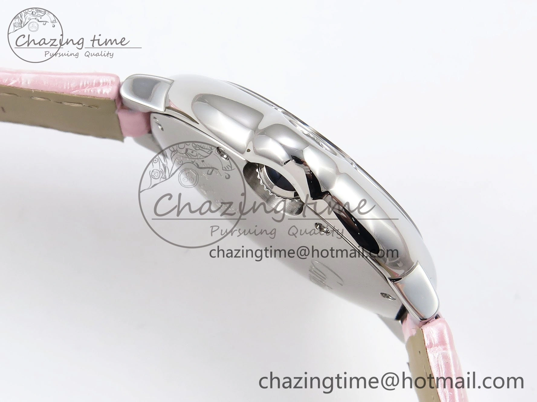 Ballon Bleu 33mm SS AF 1:1 Best Edition Pink Dial on Pink Leather Strap SEIKO NH05A