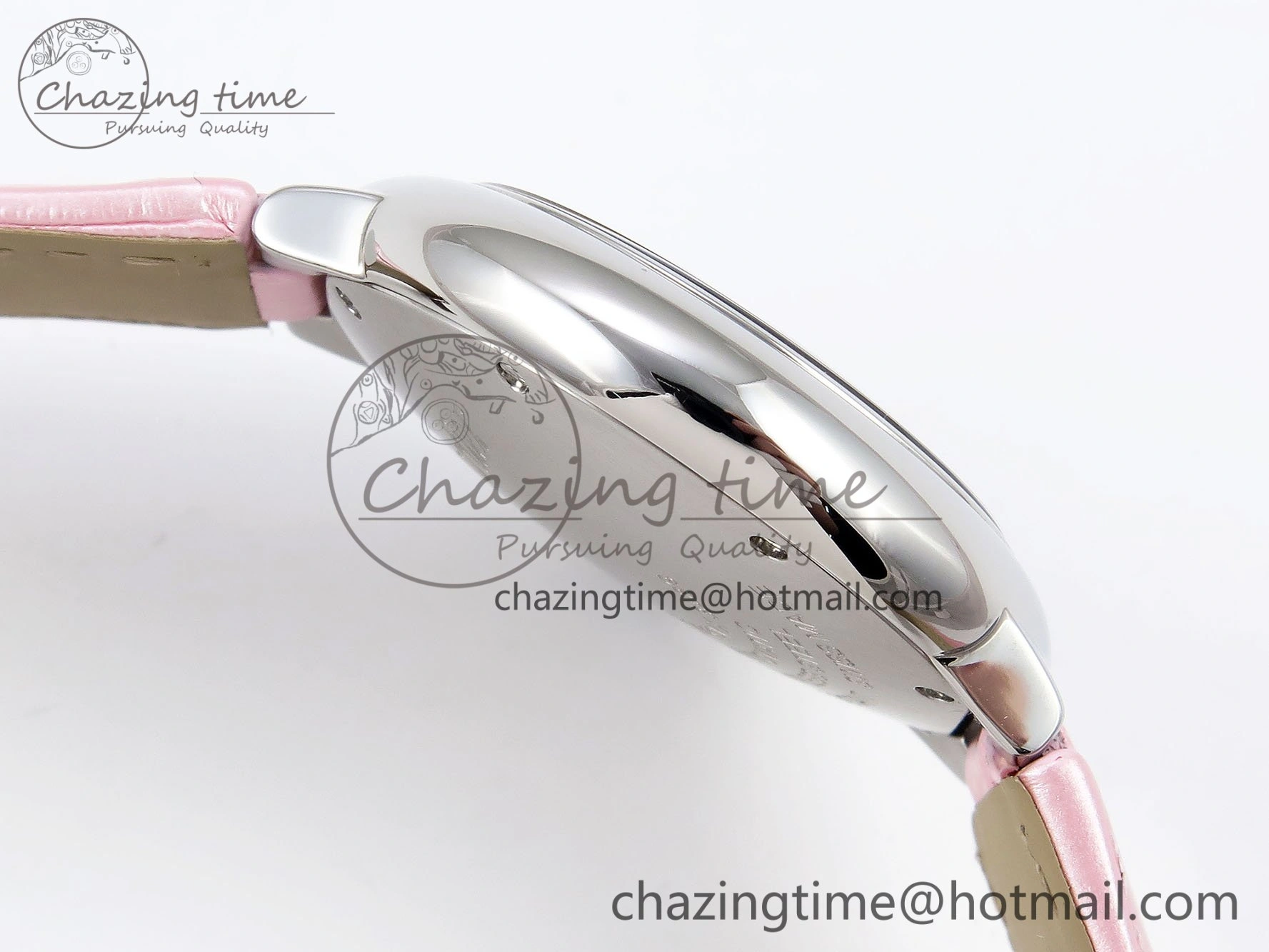 Ballon Bleu 33mm SS AF 1:1 Best Edition Pink Dial on Pink Leather Strap SEIKO NH05A