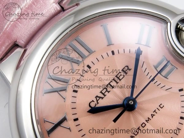 Ballon Bleu 33mm SS AF 1:1 Best Edition Pink Dial on Pink Leather Strap SEIKO NH05A