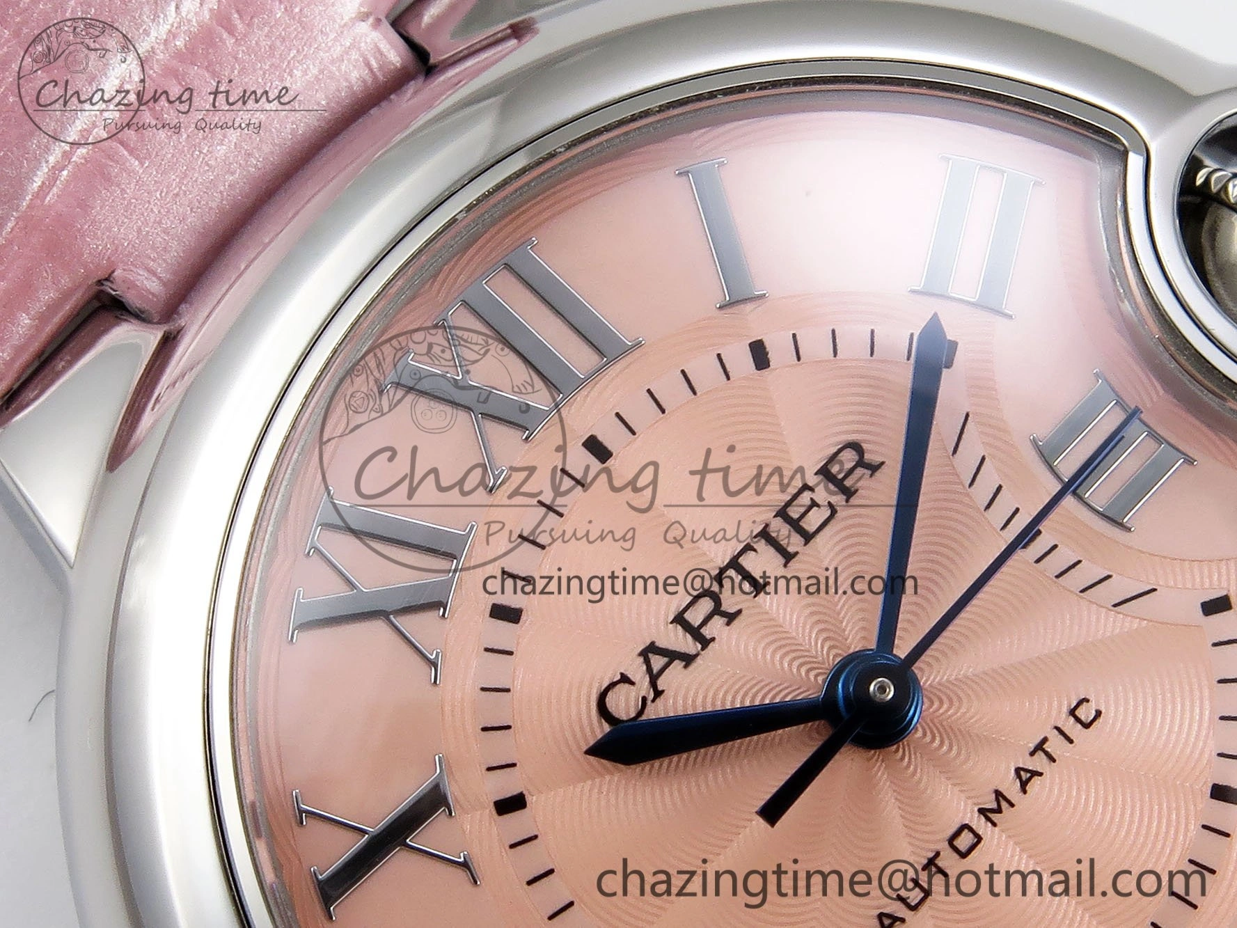 Ballon Bleu 33mm SS AF 1:1 Best Edition Pink Dial on Pink Leather Strap SEIKO NH05A