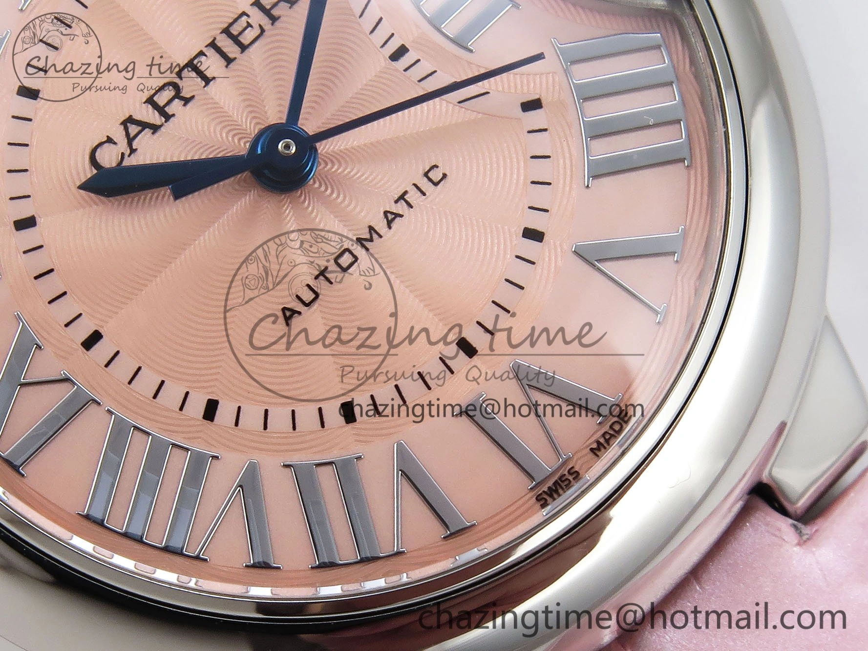Ballon Bleu 33mm SS AF 1:1 Best Edition Pink Dial on Pink Leather Strap SEIKO NH05A